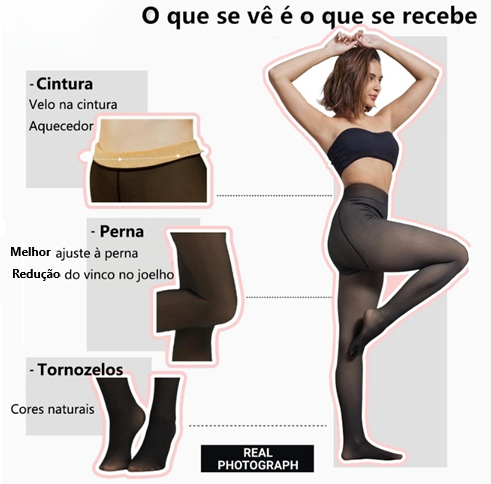 Meia Calça Térmica Translucida Peluciada Legging para o Frio