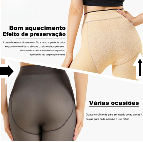 Meia Calça Térmica Translucida Peluciada Legging para o Frio